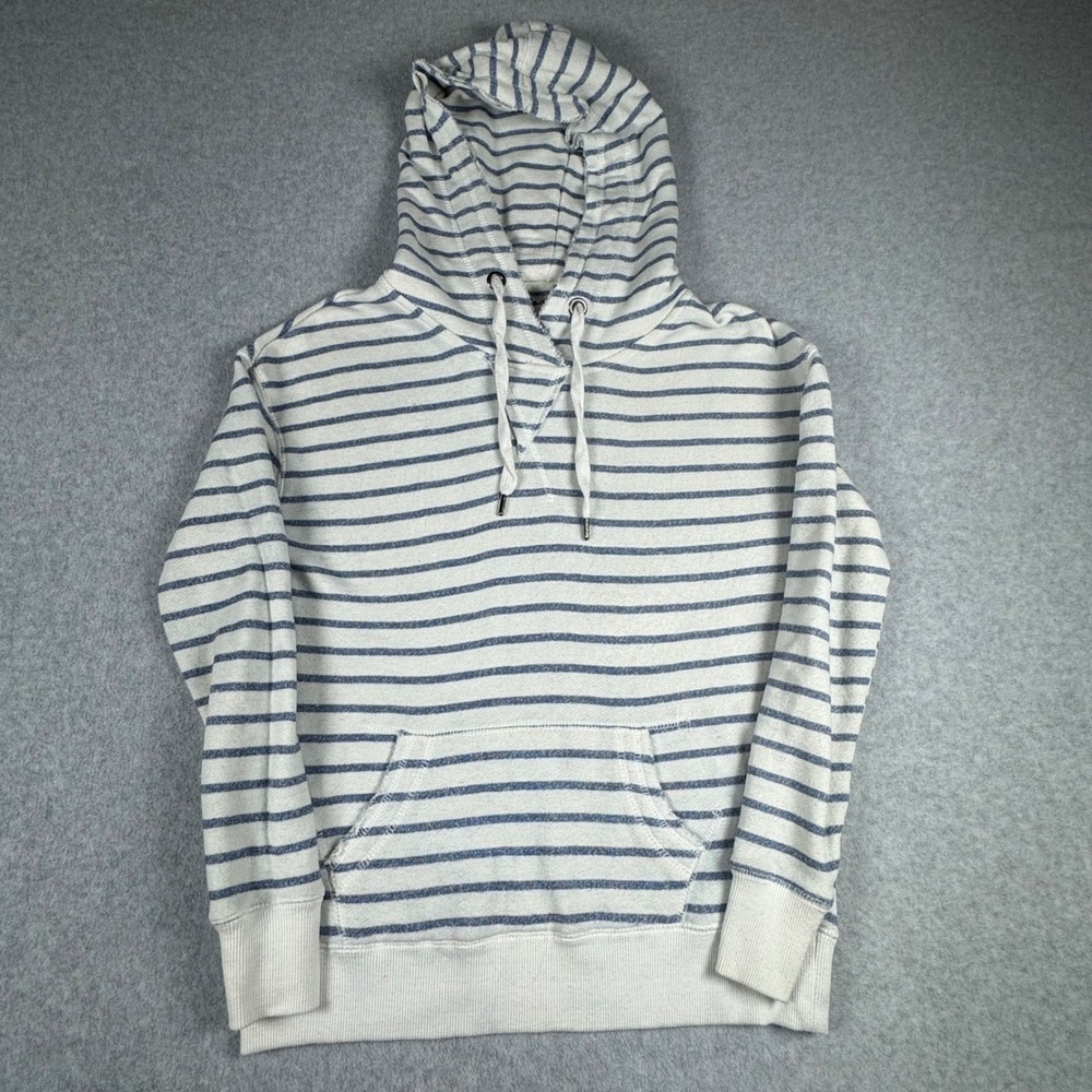 JOSCO Jeans Womens Blue White Striped Pullover Hoodie Sweatshirt Size M